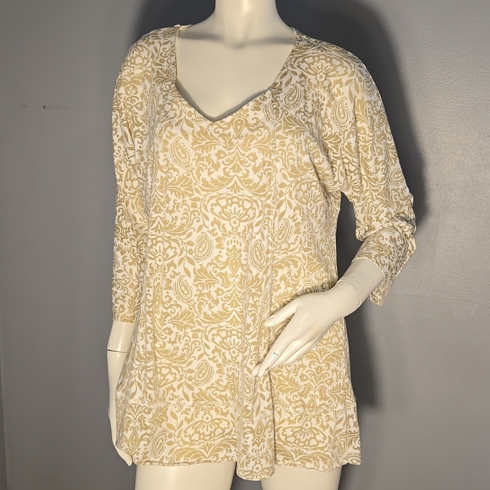 Miraclebody Jeans by Miraclesuit Tan & White Print Shapewear Top Sz XL